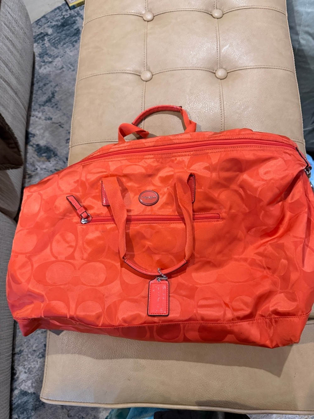Coach Orange Signature Travel Nylon Duffle Bag 20 by 12 - Picture 12 of 12